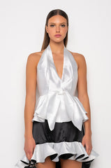 BELLE HALTER TOP PEPLUM BLOUSE