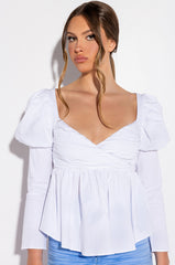 JASMINE PEPLUM PUFF SLEEVE BLOUSE
