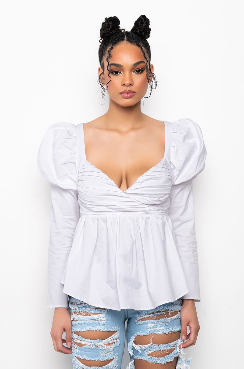 JASMINE PEPLUM PUFF SLEEVE BLOUSE