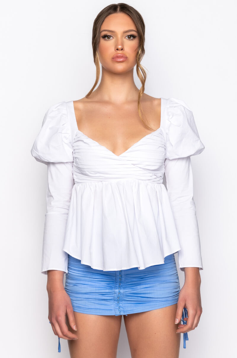 JASMINE PEPLUM PUFF SLEEVE BLOUSE