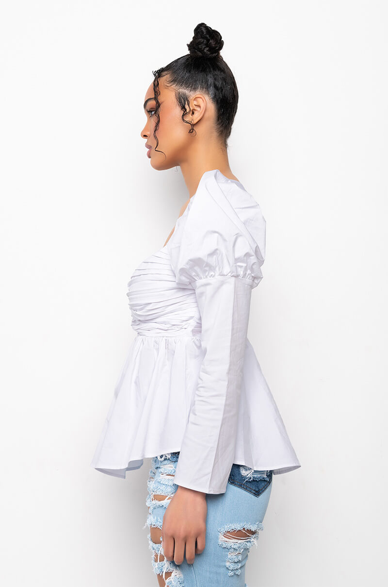 JASMINE PEPLUM PUFF SLEEVE BLOUSE