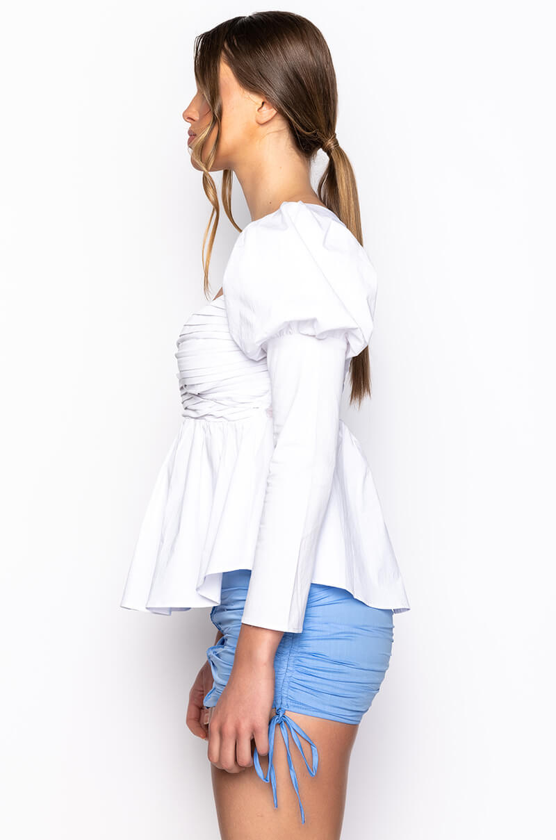 JASMINE PEPLUM PUFF SLEEVE BLOUSE