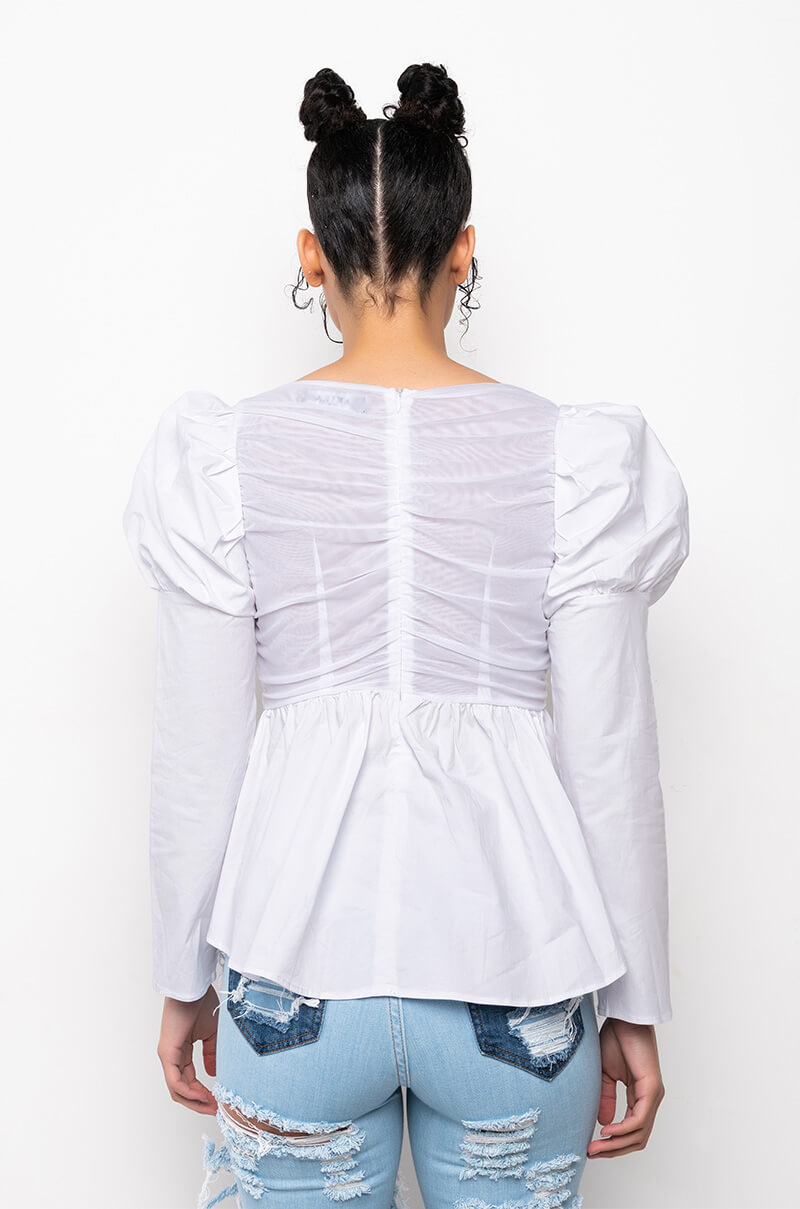 JASMINE PEPLUM PUFF SLEEVE BLOUSE