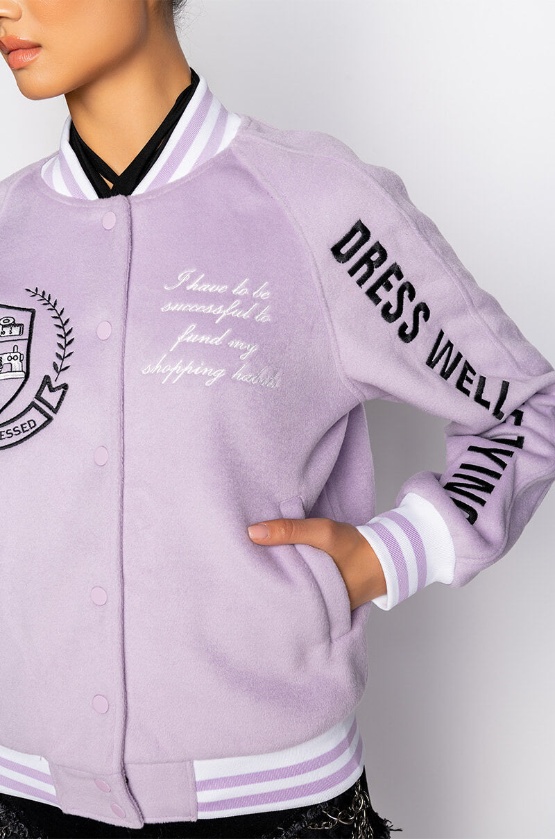 BEST DRESSED LILAC BOMBER