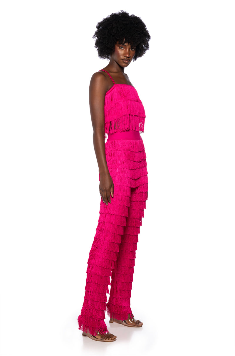 BEST EVER FRINGE WIDE LEG PANT IN FUCHSIA