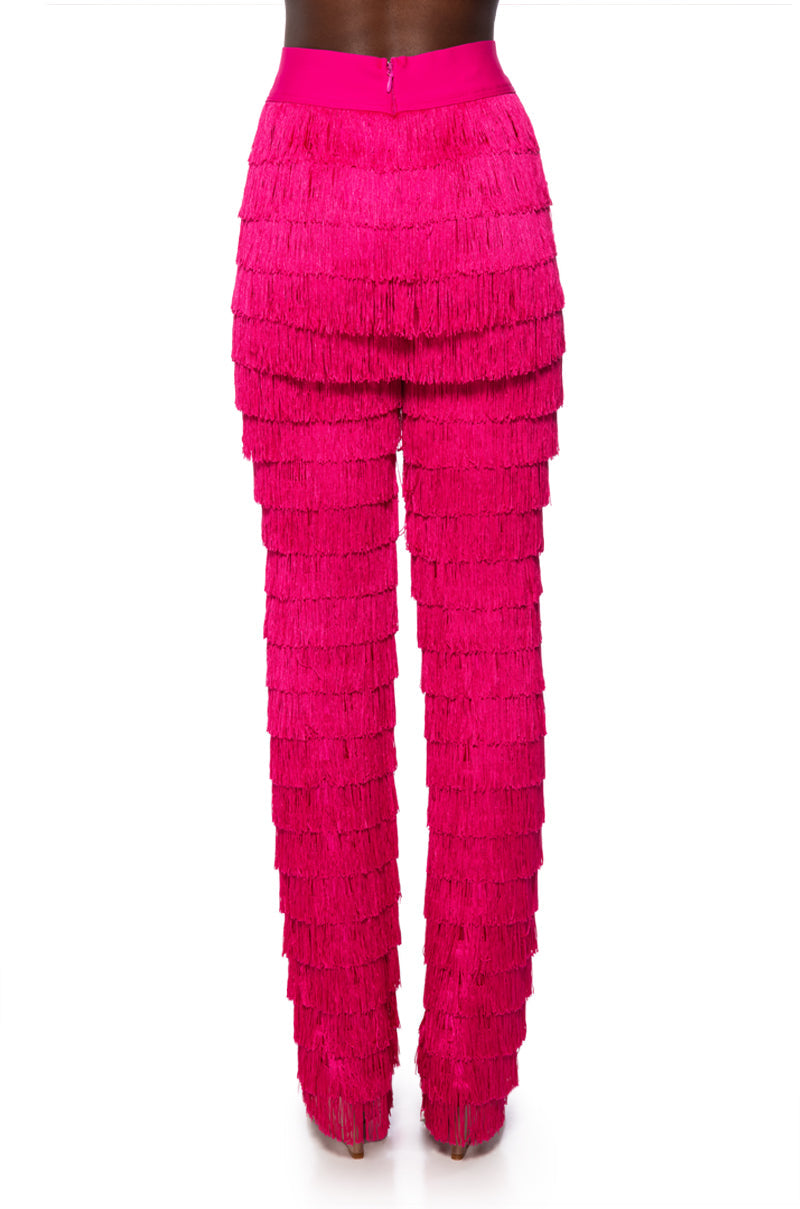 BEST EVER FRINGE WIDE LEG PANT IN FUCHSIA