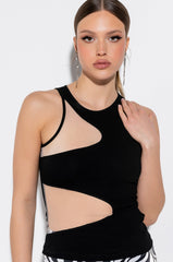 BEST OF ME MESH CUTOUT RIBBED TANK