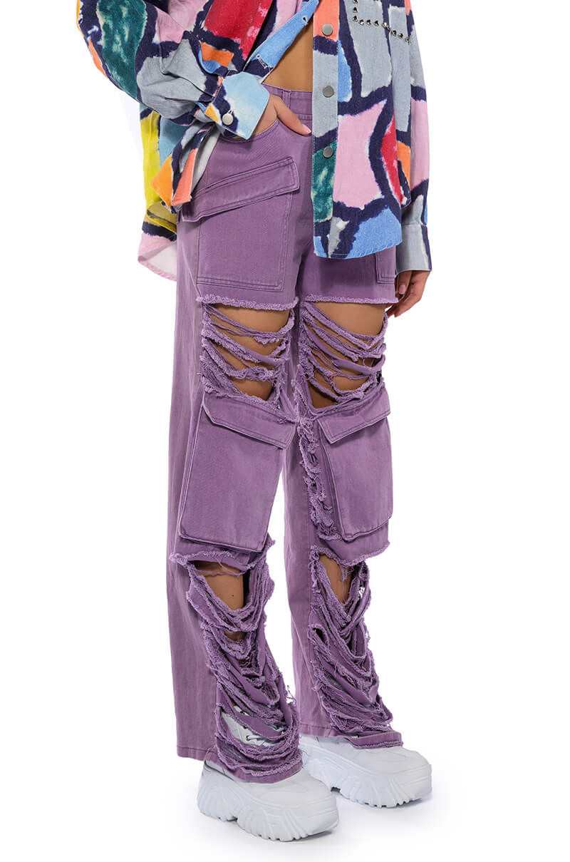 BESTIES FAVORITE DISTRESSED CARGO PANTS