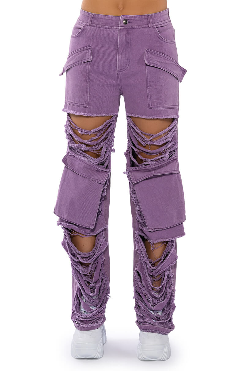 BESTIES FAVORITE DISTRESSED CARGO PANTS