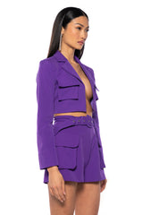BETTER LUCK CROP BLAZER IN PURPLE