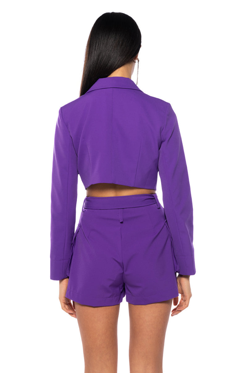 BETTER LUCK CROP BLAZER IN PURPLE