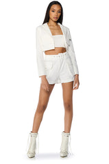 BETTER LUCK UTILITY POCKET SHORTS IN WHITE