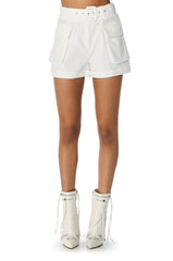 BETTER LUCK UTILITY POCKET SHORTS IN WHITE