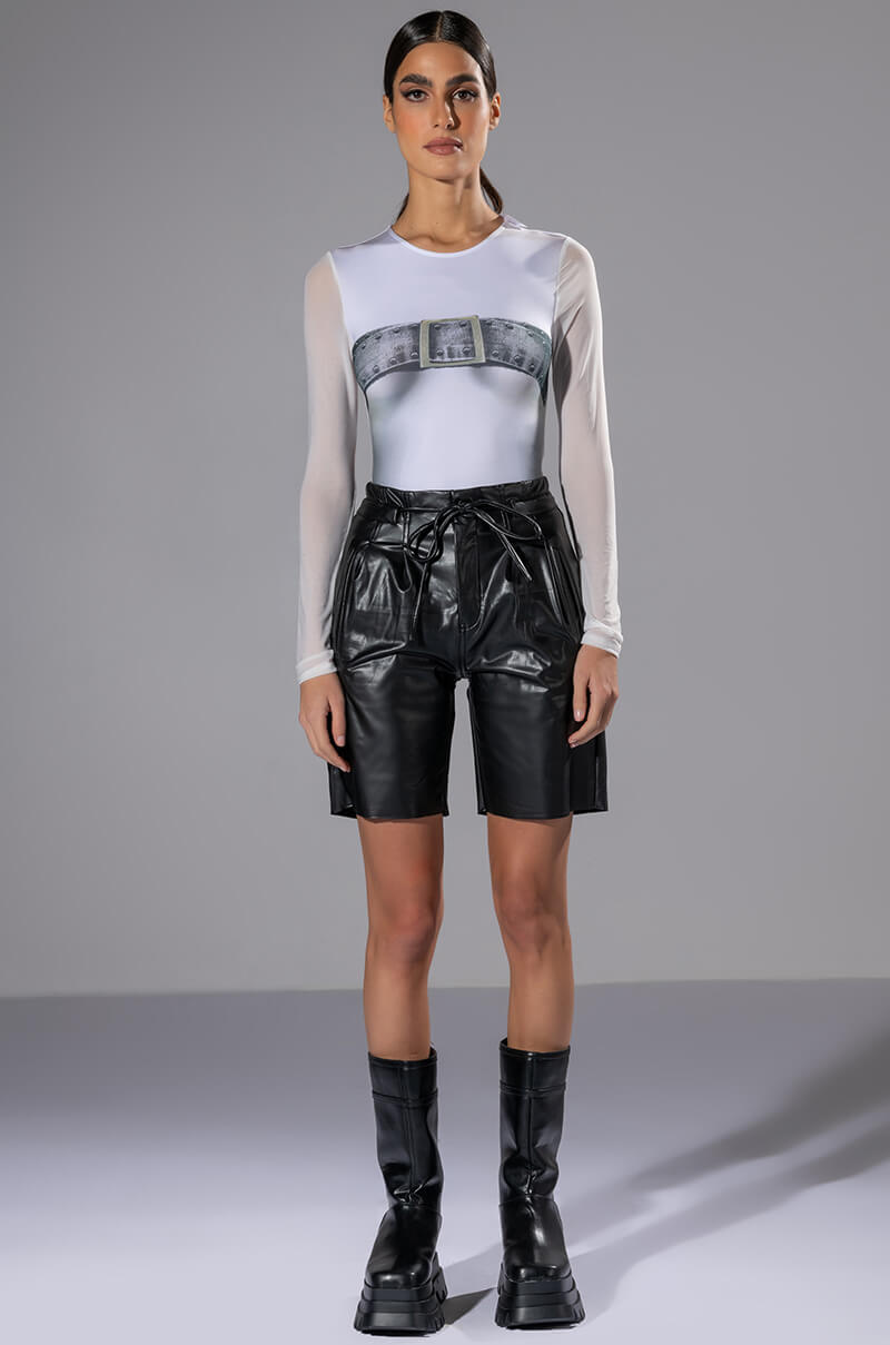ZURI FAUX LEATHER BERMUDA SHORT
