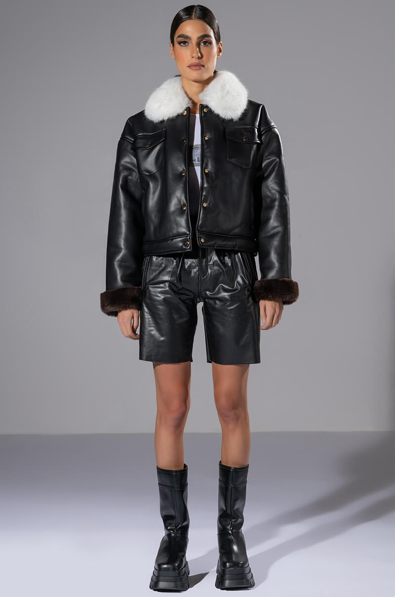 ZURI FAUX LEATHER BERMUDA SHORT