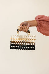 Dawn Woven Wood Bead Purse Brown Multi