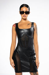 BIG DISTRACTION MESH DETAIL MINI DRESS
