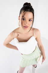 BIG SOFTIE RHINESTONE STRAP PLUSH CROP TOP