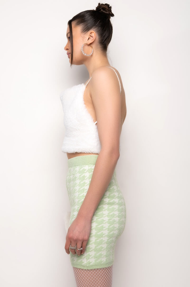 BIG SOFTIE RHINESTONE STRAP PLUSH CROP TOP