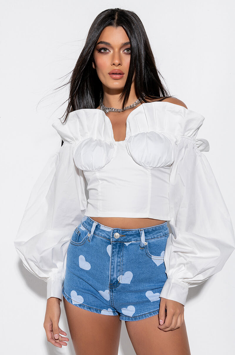 BIGGEST FAN RUFFLE DETAIL BLOUSE