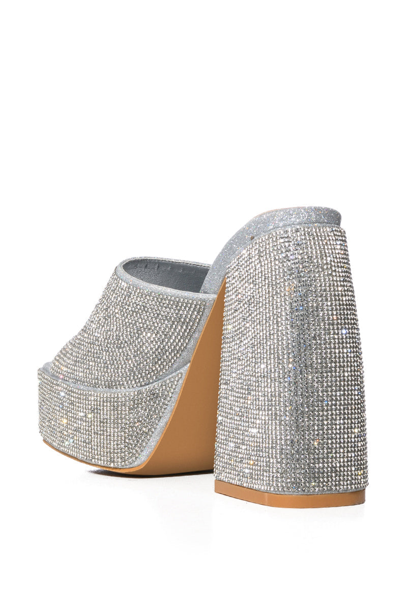 BILLION SILVER RHINESTONE CHUNKY SANDAL