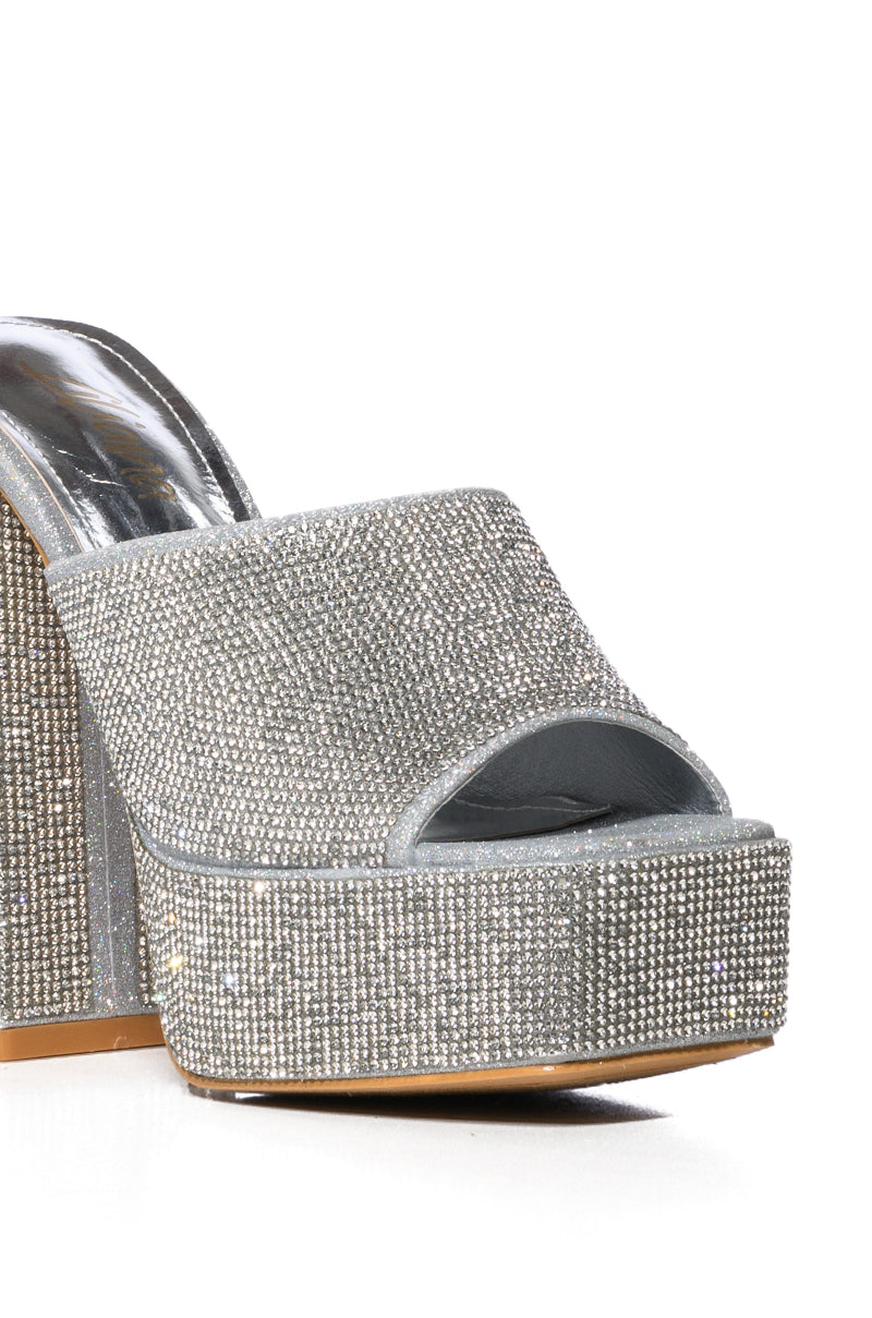 BILLION SILVER RHINESTONE CHUNKY SANDAL