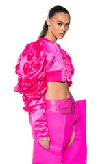 BIRTHDAY HUNNY PUFF SHOULDER BOMBER JACKET