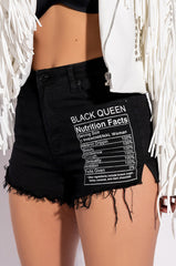 BLACK QUEEN HIGH RISE DENIM SHORT