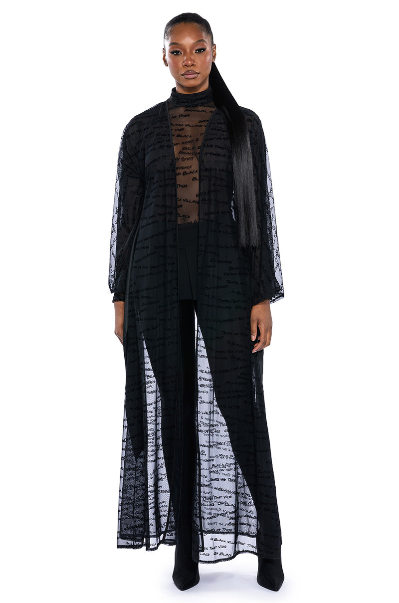 BLACK VILLAGE FOUNDATION LOGO MESH DUSTER