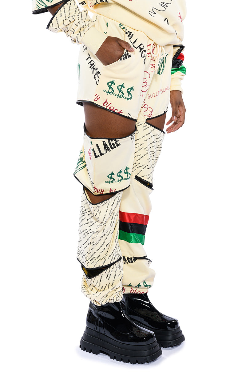 BLACK VILLAGE FOUNDATION ZIPPER DETAIL SWEATPANT