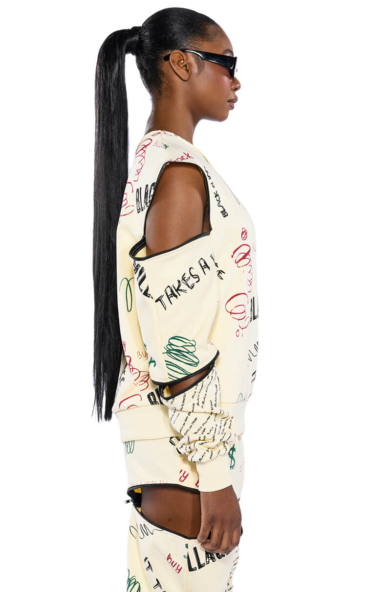 BLACK VILLAGE FOUNDATION ZIPPER DETAIL SWEATSHIRT