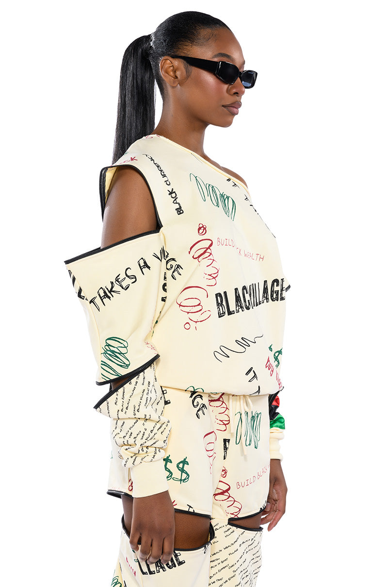 BLACK VILLAGE FOUNDATION ZIPPER DETAIL SWEATSHIRT
