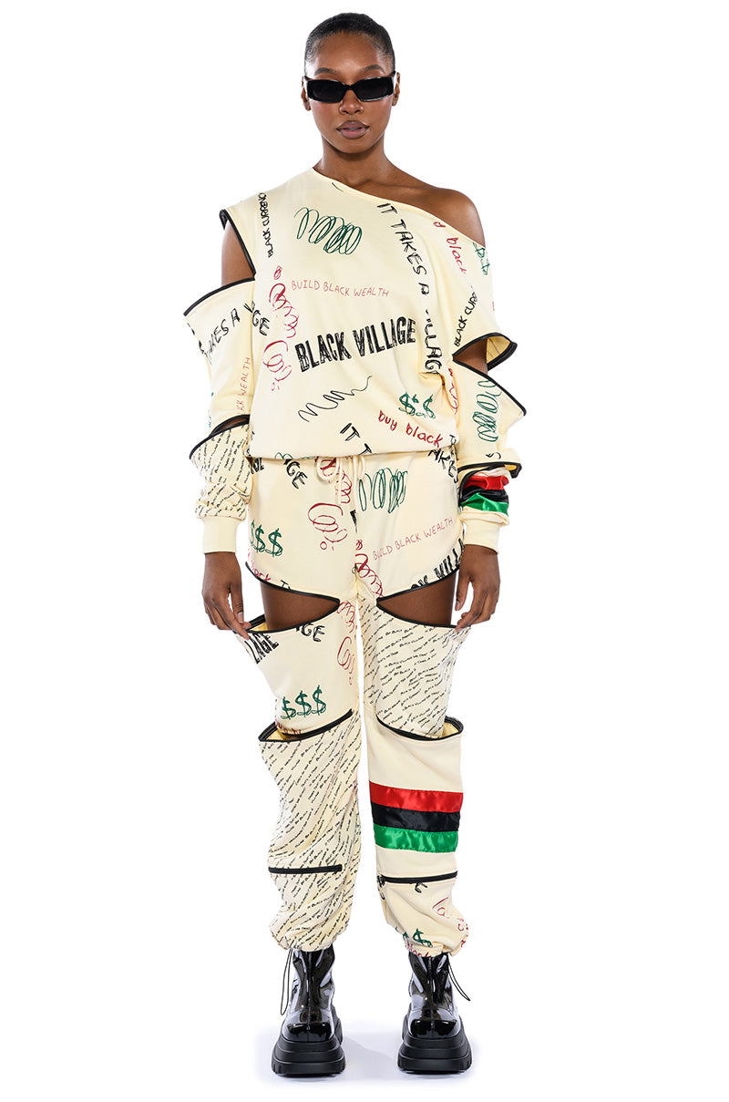 BLACK VILLAGE FOUNDATION ZIPPER DETAIL SWEATSHIRT