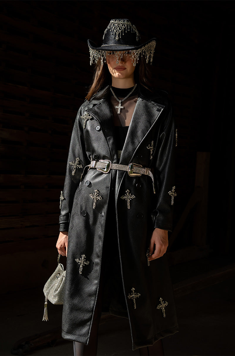 BLESSED AND WELL DRESSED PLEATHER TRENCH