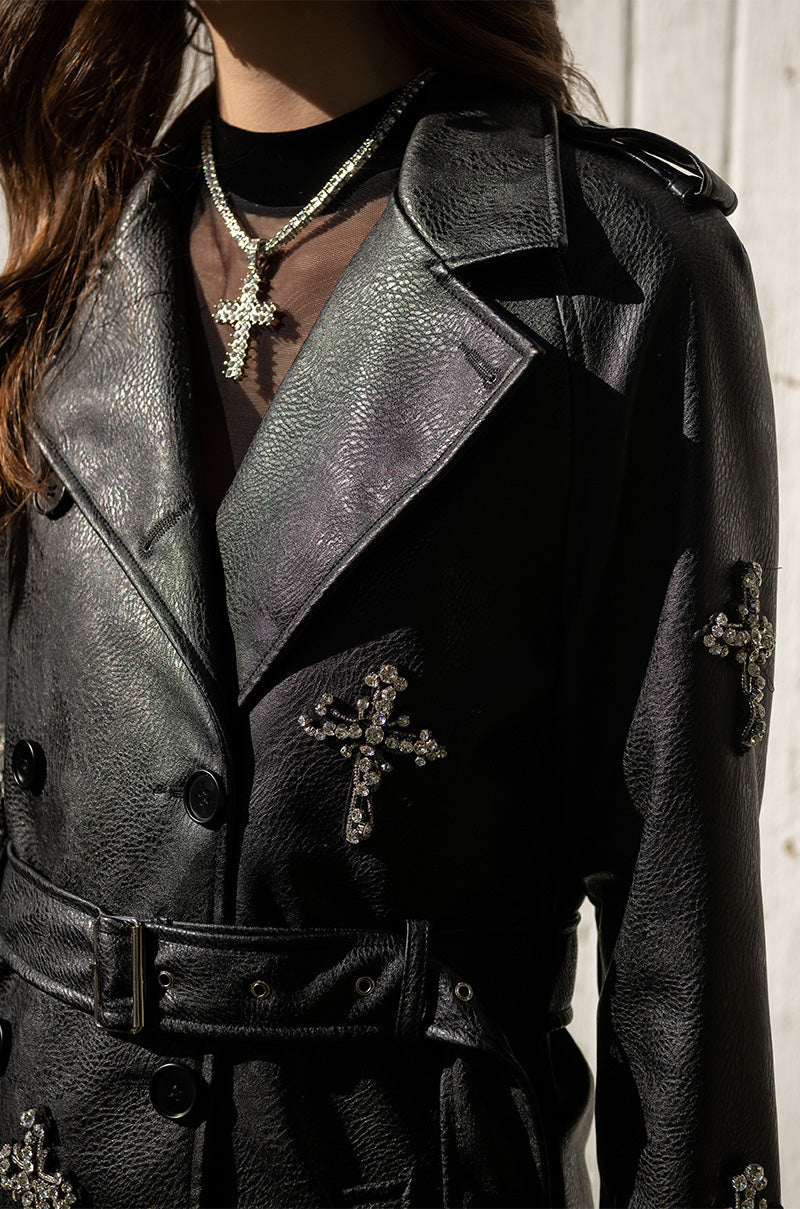 BLESSED AND WELL DRESSED PLEATHER TRENCH