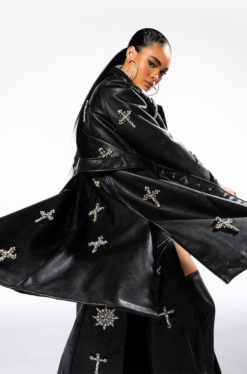 BLESSED AND WELL DRESSED PLEATHER TRENCH