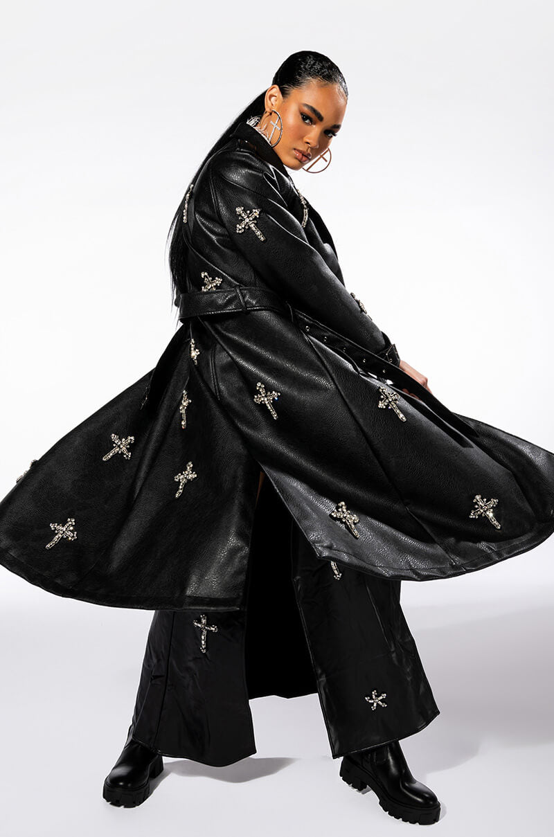 BLESSED AND WELL DRESSED PLEATHER TRENCH