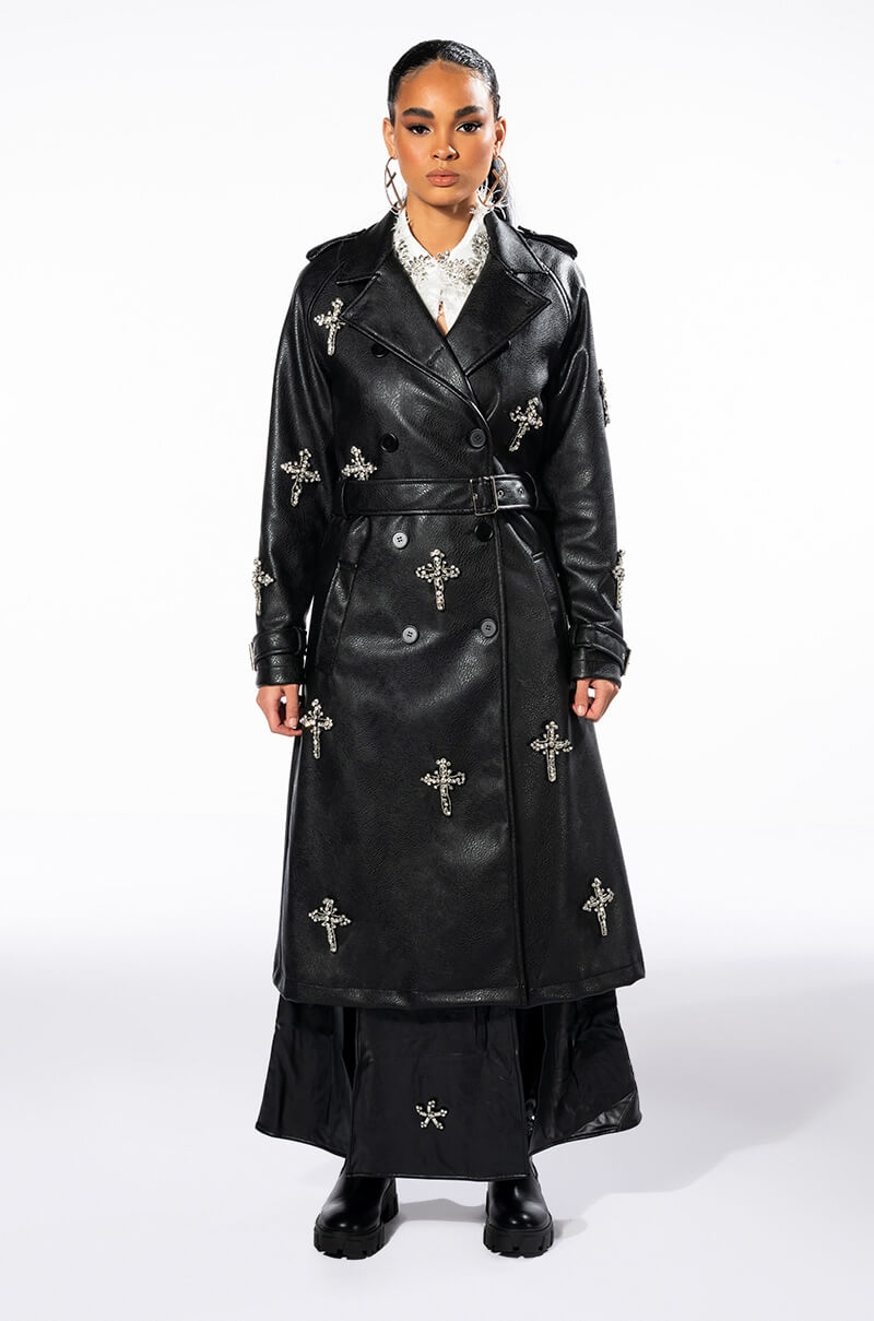 BLESSED AND WELL DRESSED PLEATHER TRENCH