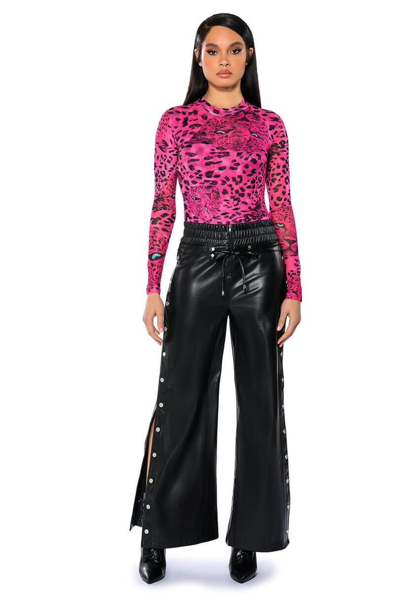 BLESSED MESS SIDE SNAP FAUX LEATHER PANTS