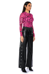 BLESSED MESS SIDE SNAP FAUX LEATHER PANTS