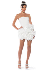 BLISS FLORAL RUFFLES STRAPLESS MINI DRESS