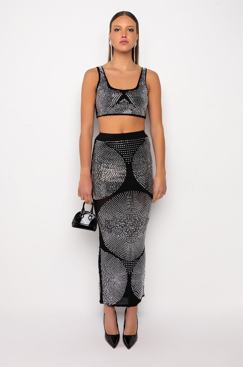 BODIED RHINESTONE MAXI SKIRT