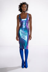 BODYWORK SLEEVELESS METALLIC BODYCON MIDI DRESS