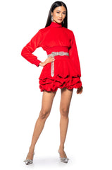 BOLD CHARACTER VOLUME MINI DRESS