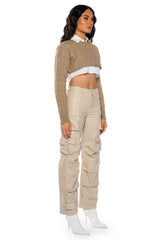 BONNE SOIREE CARGO FAUX LEATHER PANTS