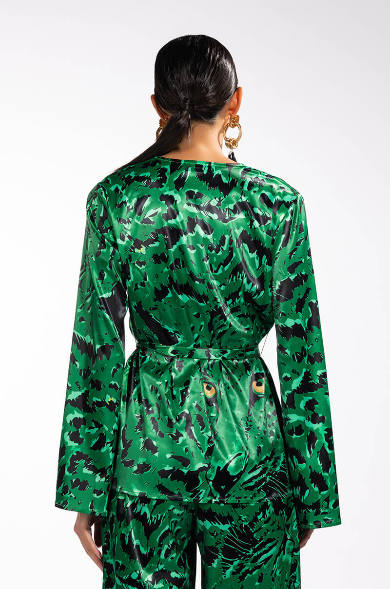 BORN TO BE WILD SATIN BELTED RELAXED BLAZER
