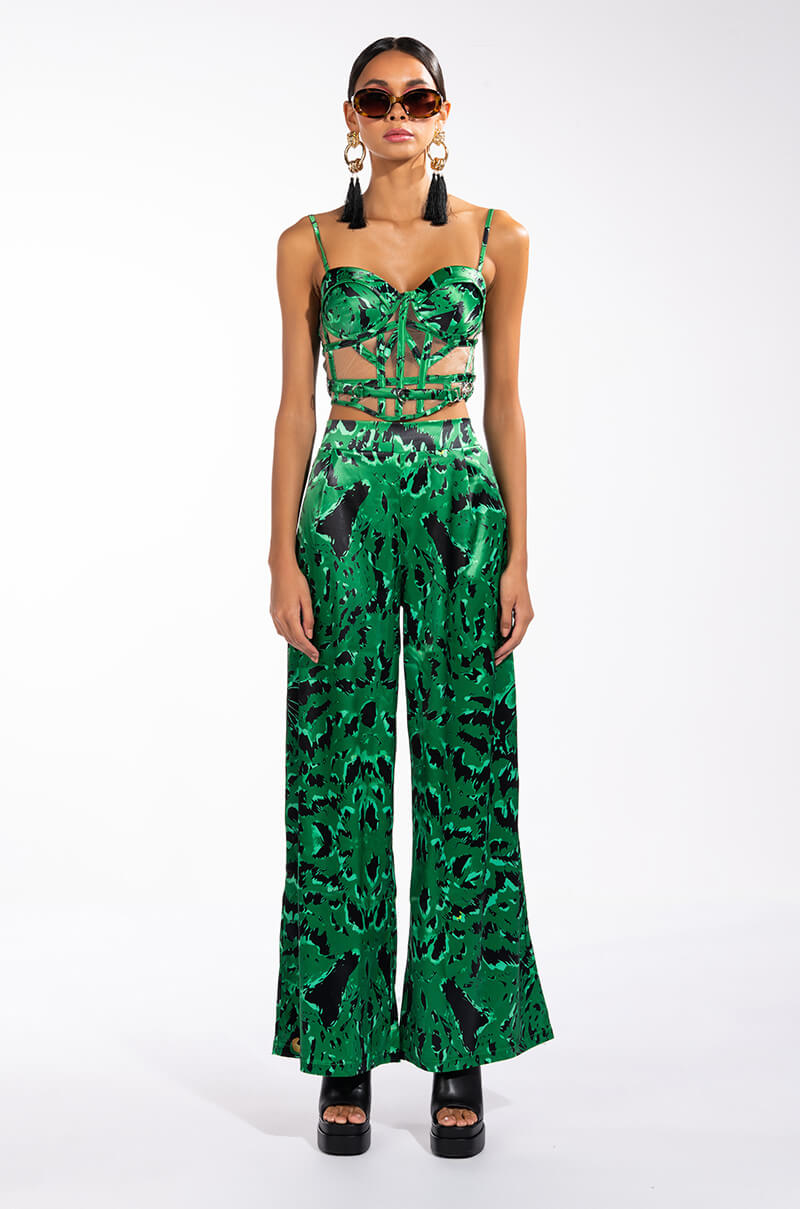 BORN TO BE WILD SATIN PALAZZO PANT