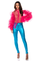 BORN TO SHINE METALLIC SKINNY PANTS