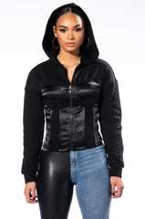 BOSS MOVES CORSETED ZIP UP SWEATSHIRT