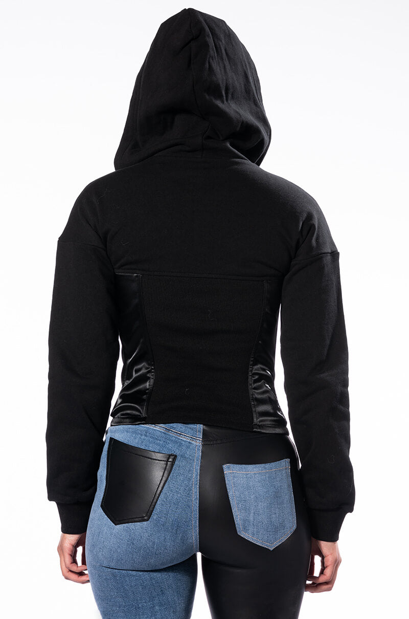 BOSS MOVES CORSETED ZIP UP SWEATSHIRT
